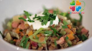 Рагу из чечевицы с овощами и грудинкой