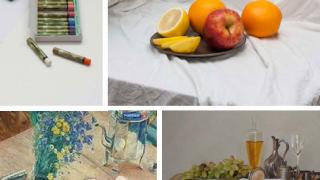 Фруктовый натюрморт маслянной пастелью