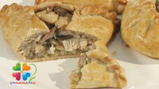 Пирожки закусочные из пресного теста с гречкой и курицей (рецепт с видео)