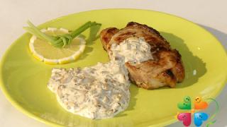 Жареная корейка с грибным соусом