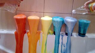 Делаем сами аква песок, радугу в бутылке и песочный вулкан