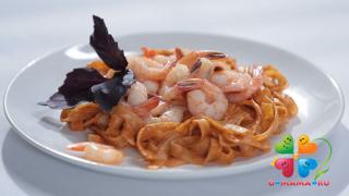 Паста с итальянскими помидорами и креветками (рецепт с видео)